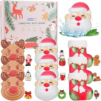 SHUCHING 9 XXL Christmas Bath Bombs with Surprise Inside, Organic Bubble Bath Fizzy Balls Set for... | Amazon (US)