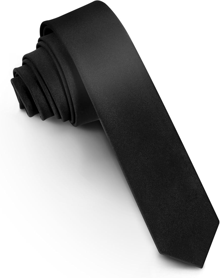 Men's Ties Solid Pure Color 1.58" (4CM) Plain Slim Necktie Skinny Black Ties For Men | Amazon (US)