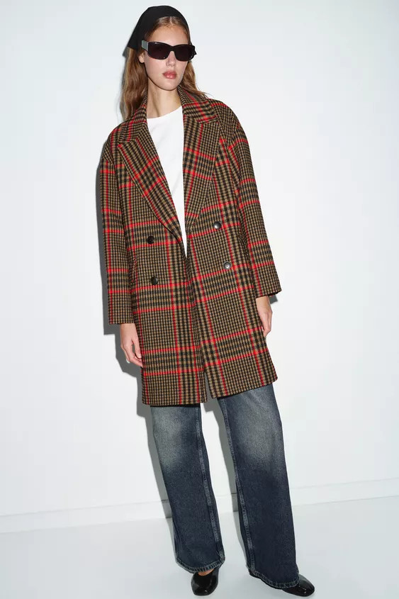 OVERSIZE CHECK COAT | Zara UK
