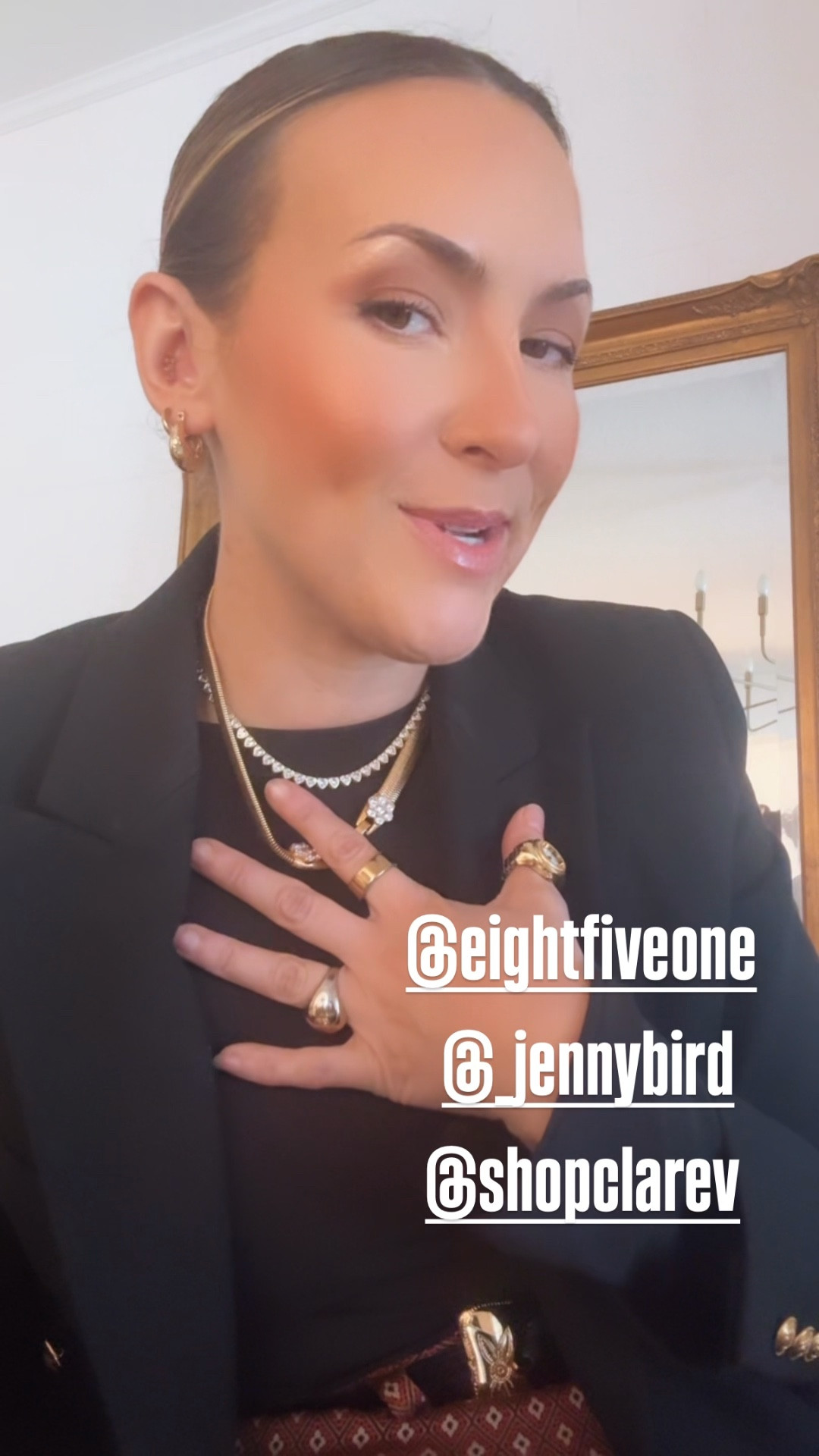 Accessory Recap ✨
Today’s stack was all about mixing sentimental pieces with my everyday favorites.

I started with my Clare V necklace — the one I’m wearing is an older style, but I tagged a similar version that’s been living on my wish list. Then I layered my Eight Five One heart tennis necklace, which adds just the right amount of sparkle without being too much.

For earrings, I kept it playful with my Jenny Bird hoop-charm earrings. I wore the heart charms today, but they also come with cherries so I can switch the vibe depending on the outfit. And of course, my Eight Five One daily earrings made their usual appearance — I wear these almost every day because they just go with everything.

Simple, chic, and a little romantic… just how I like my accessories. ✨