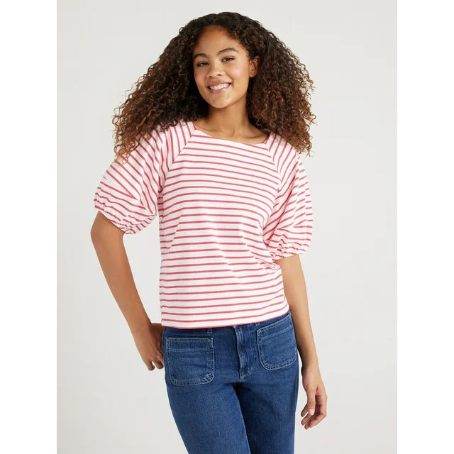 Free Assembly Women’s Balloon Sleeve Tee, Sizes XS-XXL | Walmart (US)