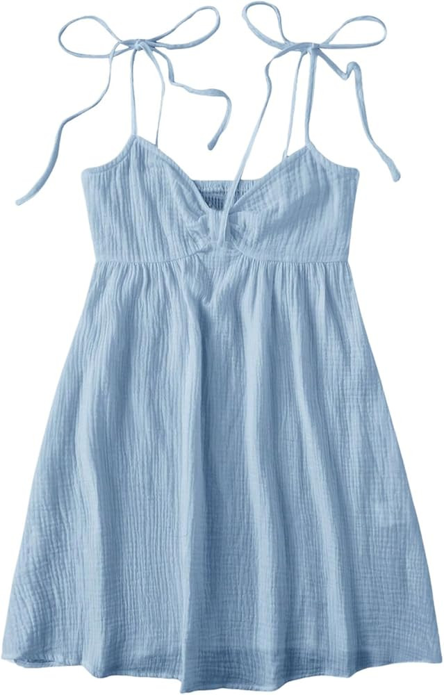 SOLY HUX Women's Tie Shoulder Y2k Cami Sun Dress Cute Spaghetti Strap Casual Summer A Line Short ... | Amazon (US)