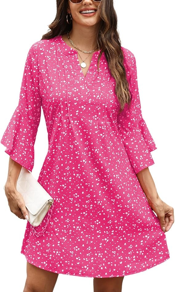 CiCiBird Summer Dresses for Women 3/4 Sleeve V Neck Dress Casual Vacation Clothes | Amazon (US)