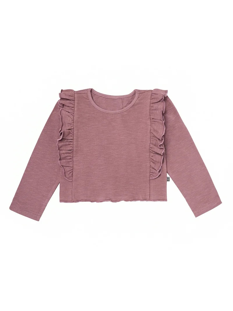Modern Moments by Gerber Toddler Girl Long Sleeve Ruffle Crop Top, Sizes 12 Months - 5T | Walmart (US)