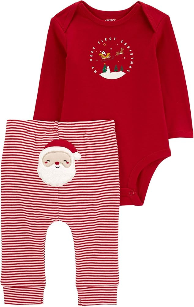 Carter's Winter Holiday 2-Piece Christmas My First Visit from Santa Bodysuit and Striped Pants wi... | Amazon (US)