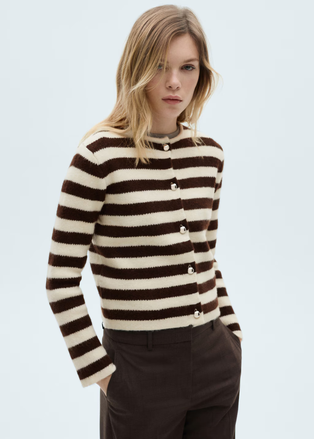 Striped cardigan with buttons - Women | MANGO USA | Mango (US/MX/AU)