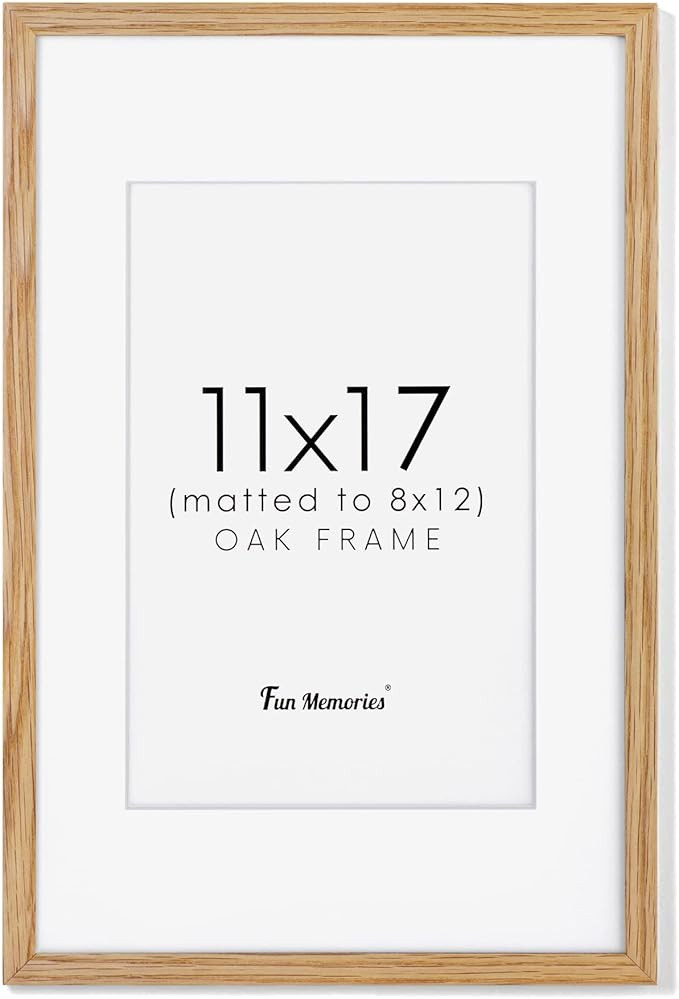 11x17 Picture Frame, 11"x17" Wood Frame for Wall, Solid Oak Wood Picture Frame 11 By 17 with Real... | Amazon (US)
