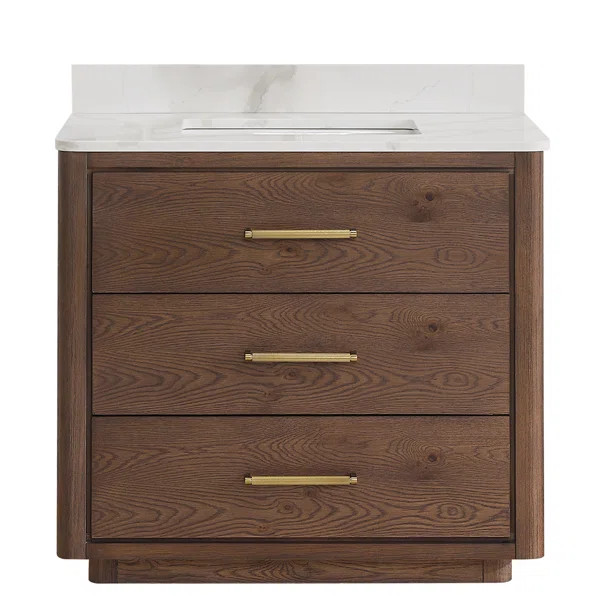 Porto 36'' Free Standing Single Bathroom Vanity with Quartz Top | Wayfair North America