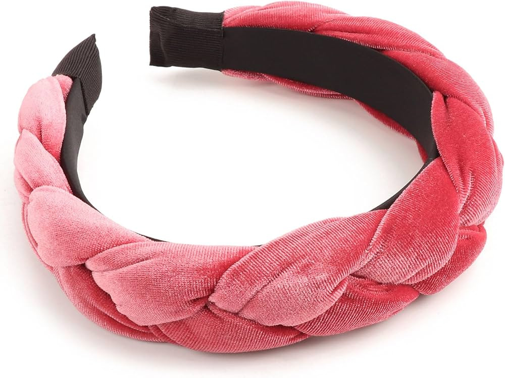 DRESHOW Braided Headbands for Women Velvet Hair Hoop Elastic Criss Cross Hair Bands Accessories | Amazon (US)