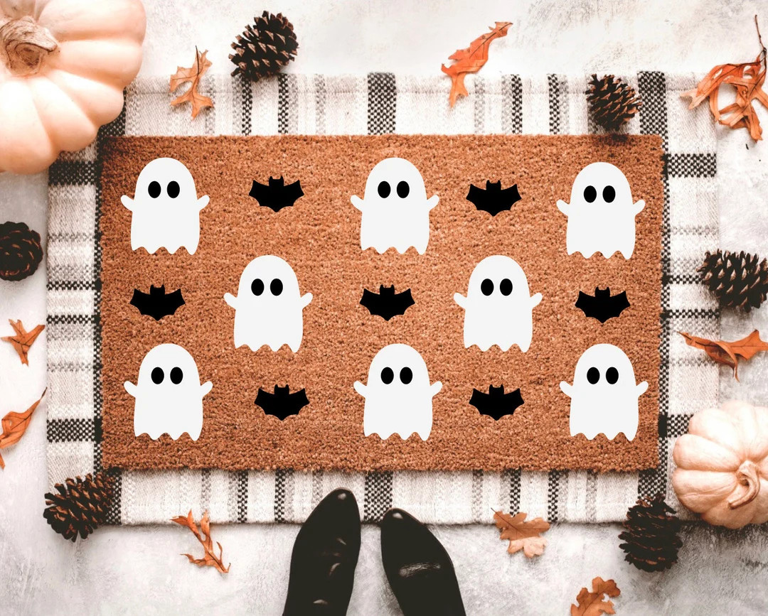 Ghost Halloween Doormat | Halloween Porch Decor | Fall Doormat | Bat Doormat | Fall Porch Decor |... | Etsy (US)