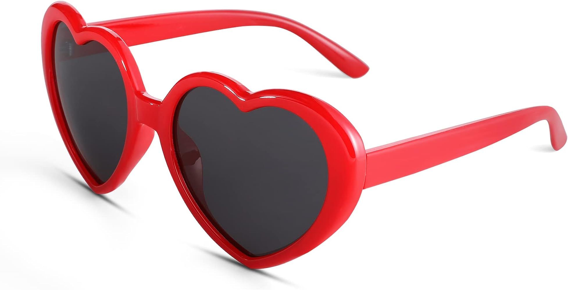 COASION Red Heart Sunglasses for Women Polarized Heart Shaped Swift Glasses Cute Eyewear | Amazon (US)