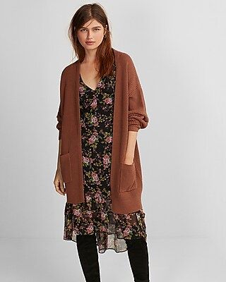 Express Womens Shaker Knit Wedge Cover-Up Brown X Small | Express