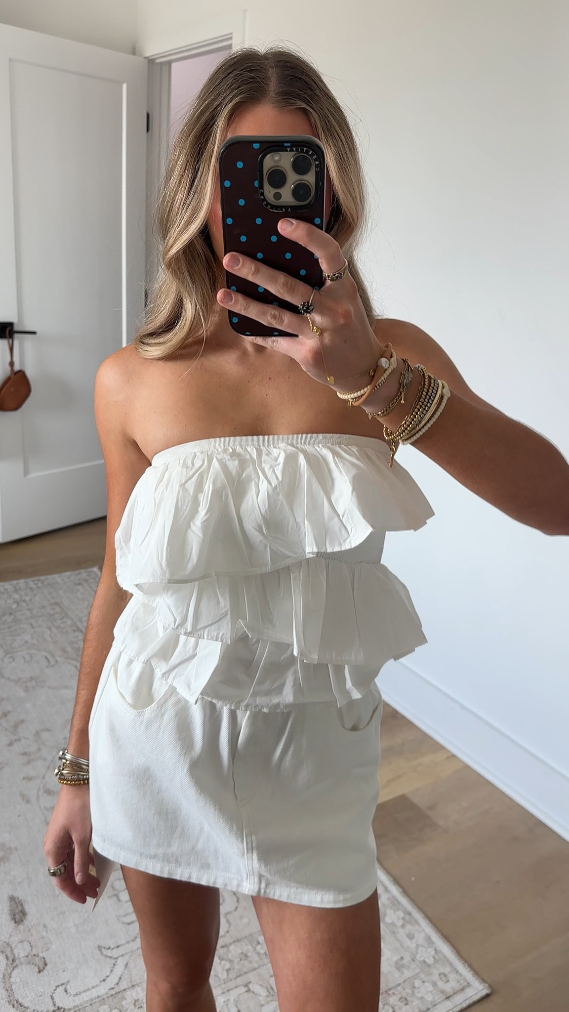 @endlessrose size xs Elevate your style and turn heads with our Mixed Media Ruffled Strapless Top. Featuring a strapless design that flatters any figure, this top is made from a soft and breathable knit cotton fabric for ultimate comfort. The ruffle detailing adds a fun and feminine touch to this versatile piece, making it perfect for any occasion. Whether you're dressing it up or down, this top is a must-have in your wardrobe. Get the perfect blend of style and comfort with our Mixed Media Ruffled Strapless Top.

#LTKSeasonal #LTKootd #LTKdayinmylife
