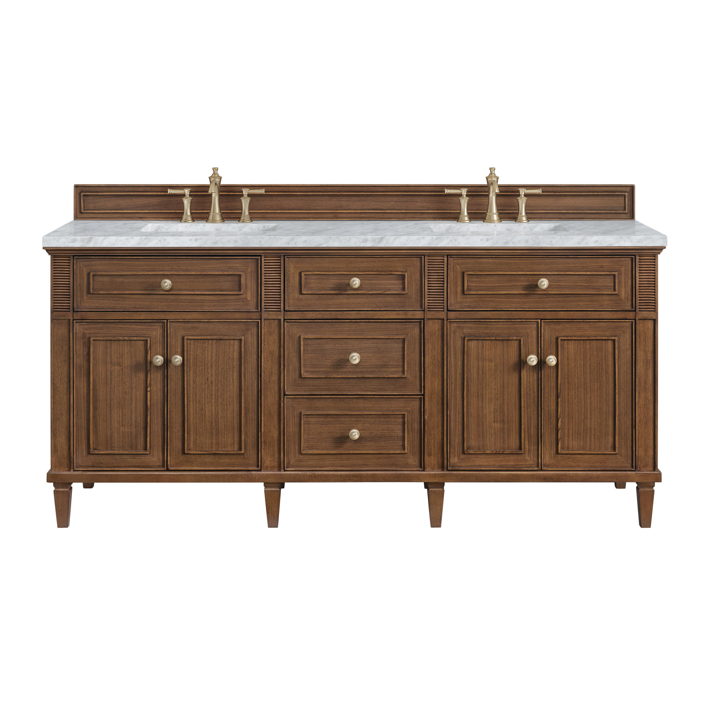 James Martin Vanities Lorelai 72-in Mid-Century Walnut Undermount Double Sink Bathroom Vanity with Carrara Marble Marble Top (Fully Assembled) in | Lowe's