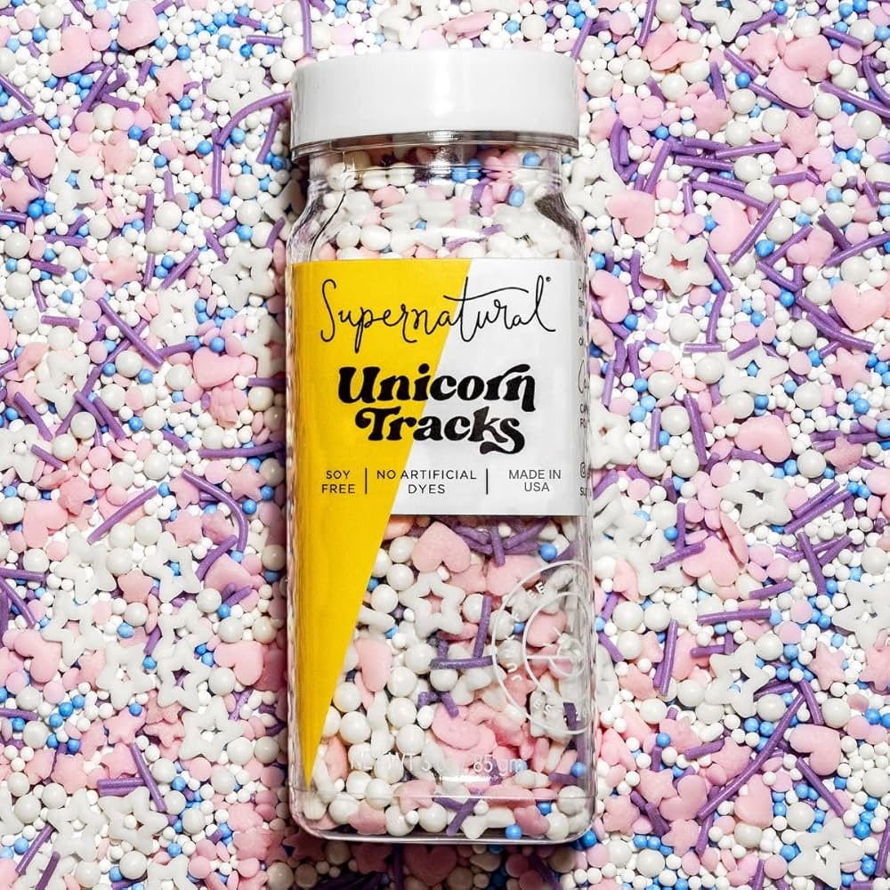 Unicorn Tracks Natural Confetti Sprinkles by Supernatural, Heart & Star Shapes, No Artificial Dye... | Amazon (US)