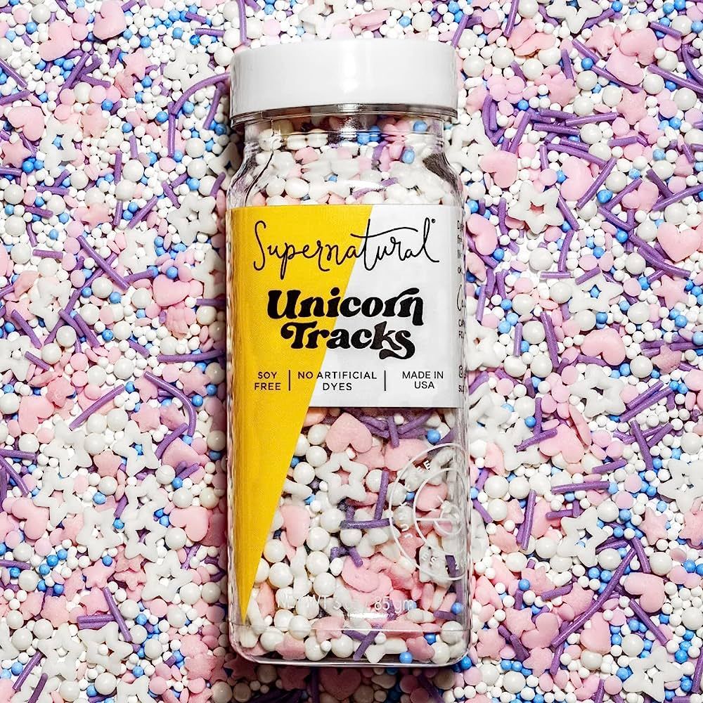 Unicorn Tracks Natural Confetti Sprinkles by Supernatural, Heart & Star Shapes, No Artificial Dye... | Amazon (US)