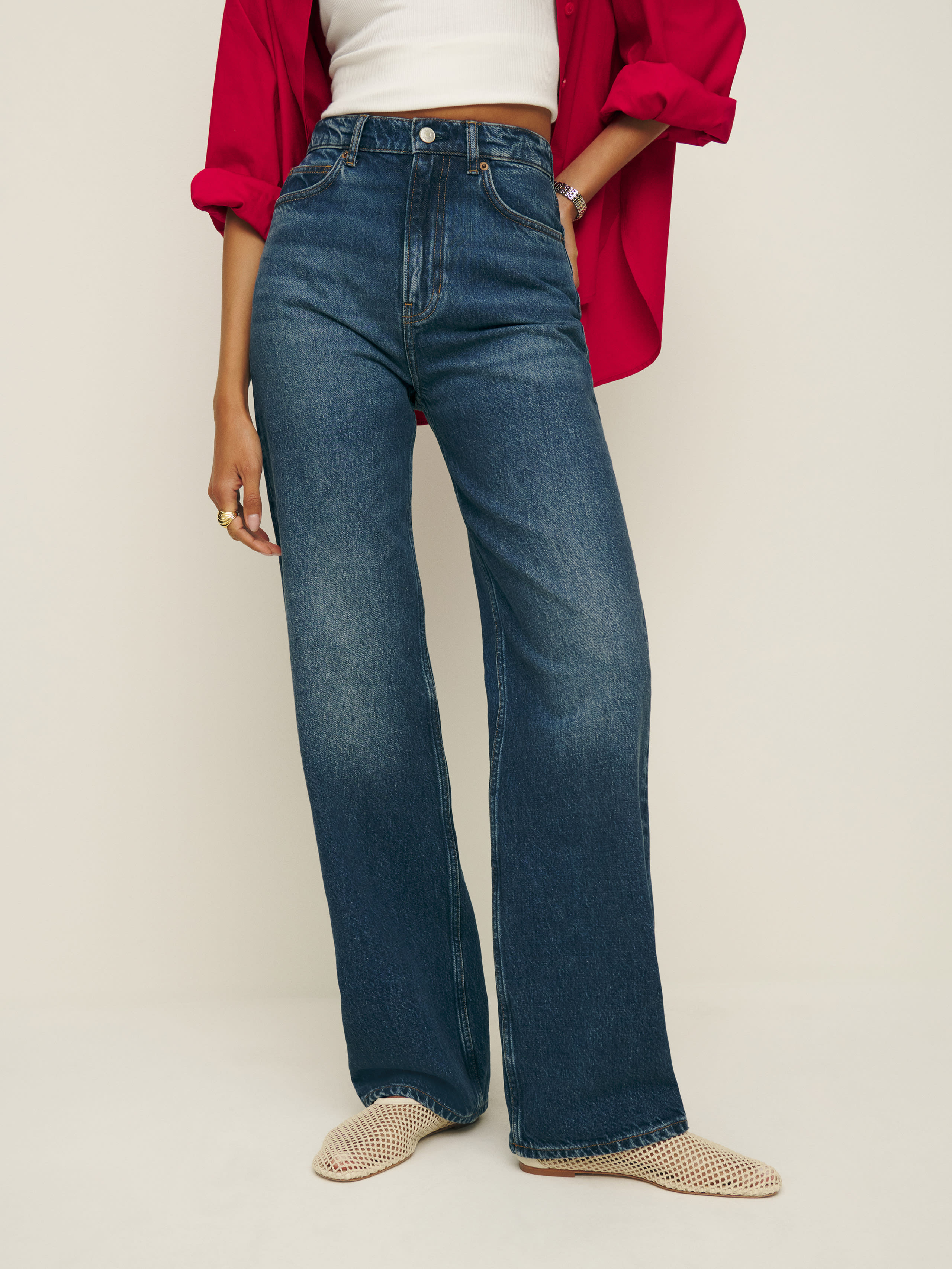 Cary High Rise Slouchy Straight Leg Jeans | Reformation (Global)