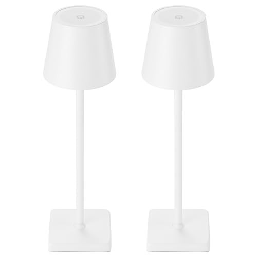 kelary 2 Pack Cordless Table Lamp Rechargeable LED Desk Lamp 5200mAh Aluminum Shell Battery Lamps Stepless Dimmable Portable Table Lights for Dinner/Restaurant/Outdoor IP54 Waterproof White | Amazon (US)