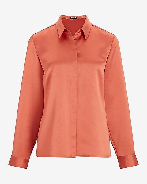 Satin Relaxed Portofino Shirt | Express