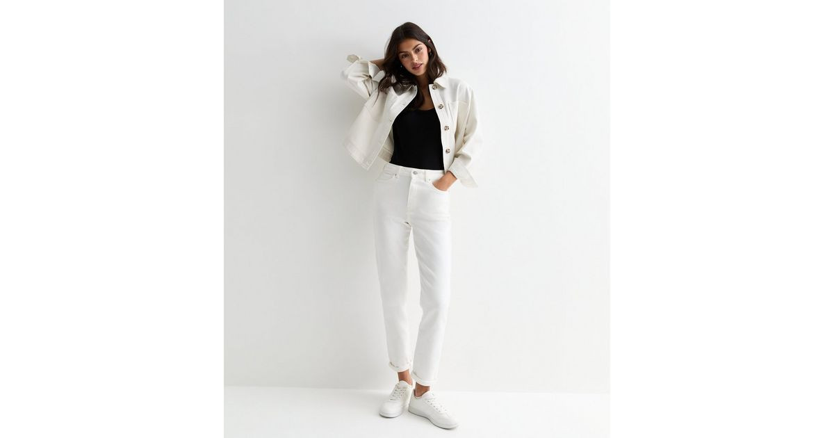 Off White High Waist Tori Mom Jeans | New Look | New Look (UK)