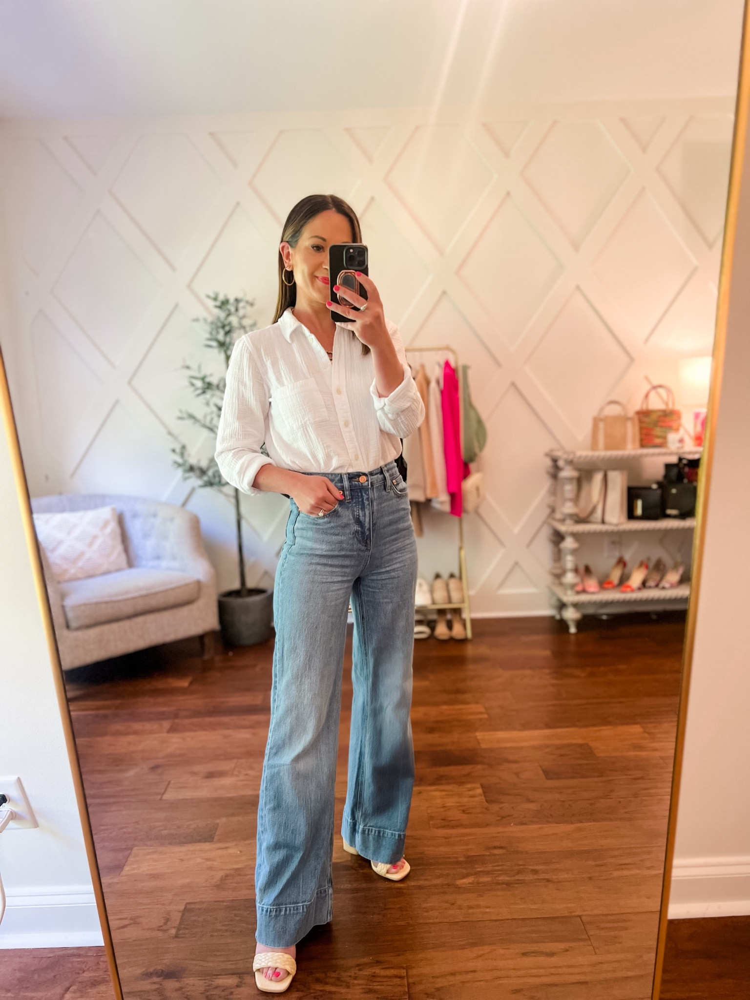 Spring ootd from our capsule - jcrew jeans and gauze button down 

#LTKFind #LTKworkwear #LTKunder100