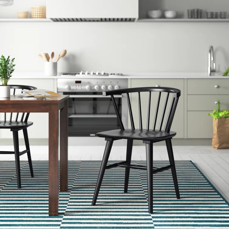 Farleigh Hungerford Solid Wood Windsor Back Side Chair in Black (Set of 2) | Wayfair North America