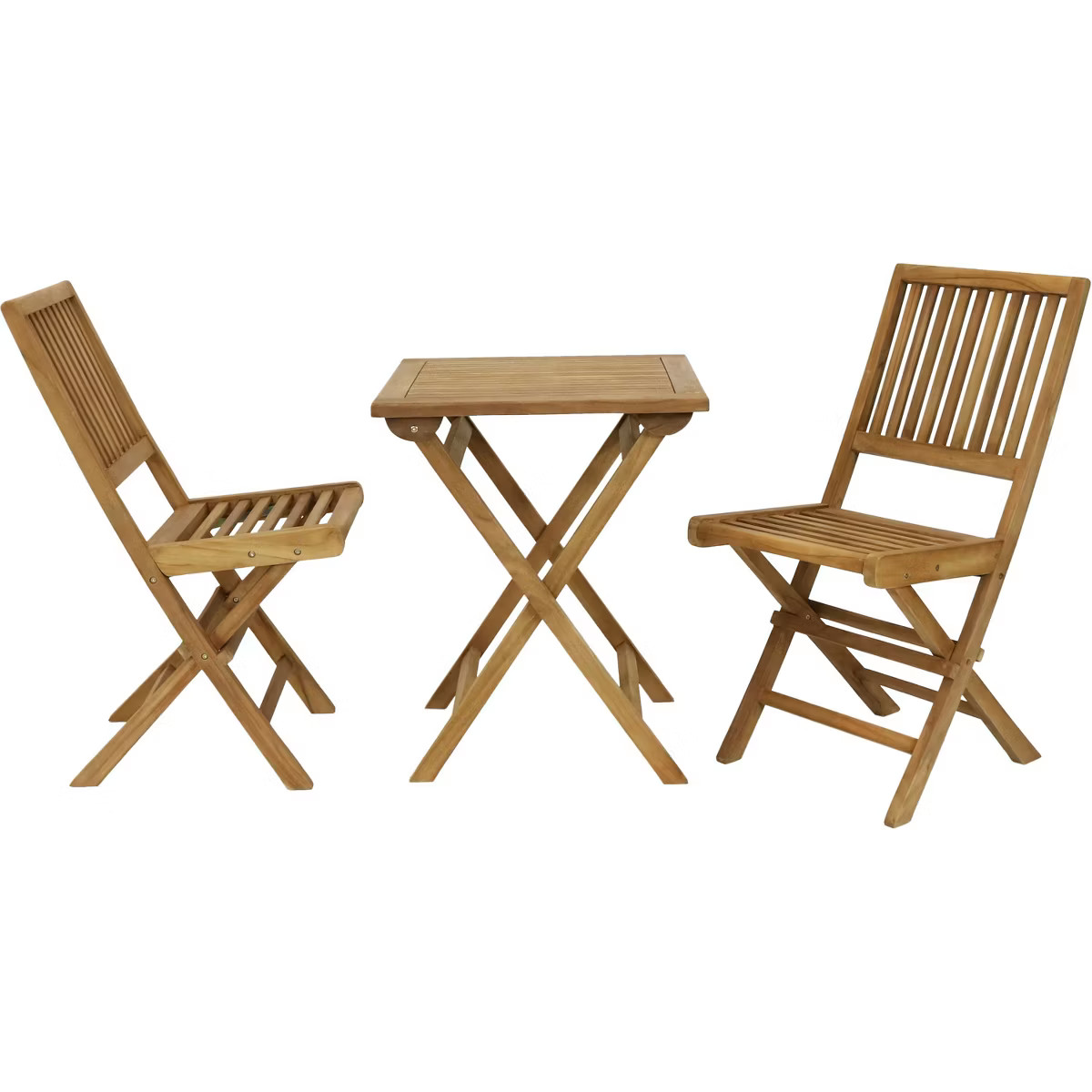 Sunnydaze Outdoor Solid Teak Wood with Stained Finish Nantasket Folding Bistro Table and Chairs -... | Target