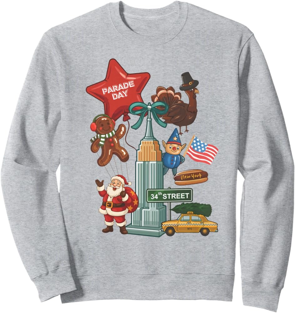 New York Parade Day Thanksgiving Santa Taxi Sweatshirt | Amazon (US)