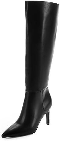 Knee High Boots Women Pointed Toe Tall Boots 3 In Stiletto High Heel Long Boots Side Zipper Dress... | Amazon (US)
