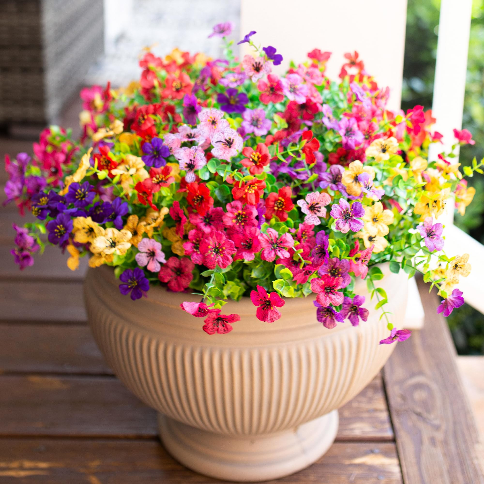 Artificial Faux Plants Flowers Outdoor Outside Decoration, 12 Bundles Fake Silk Daisy Realistic UV Resistant for Home Planter Front Door Porch Patio Yard Decor | Amazon (US)