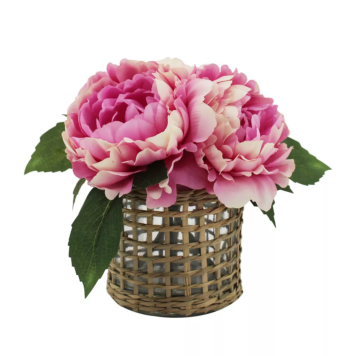 Sonoma Goods For Life® Peonies in Rattan & Glass Vase Table Decor | Kohl's