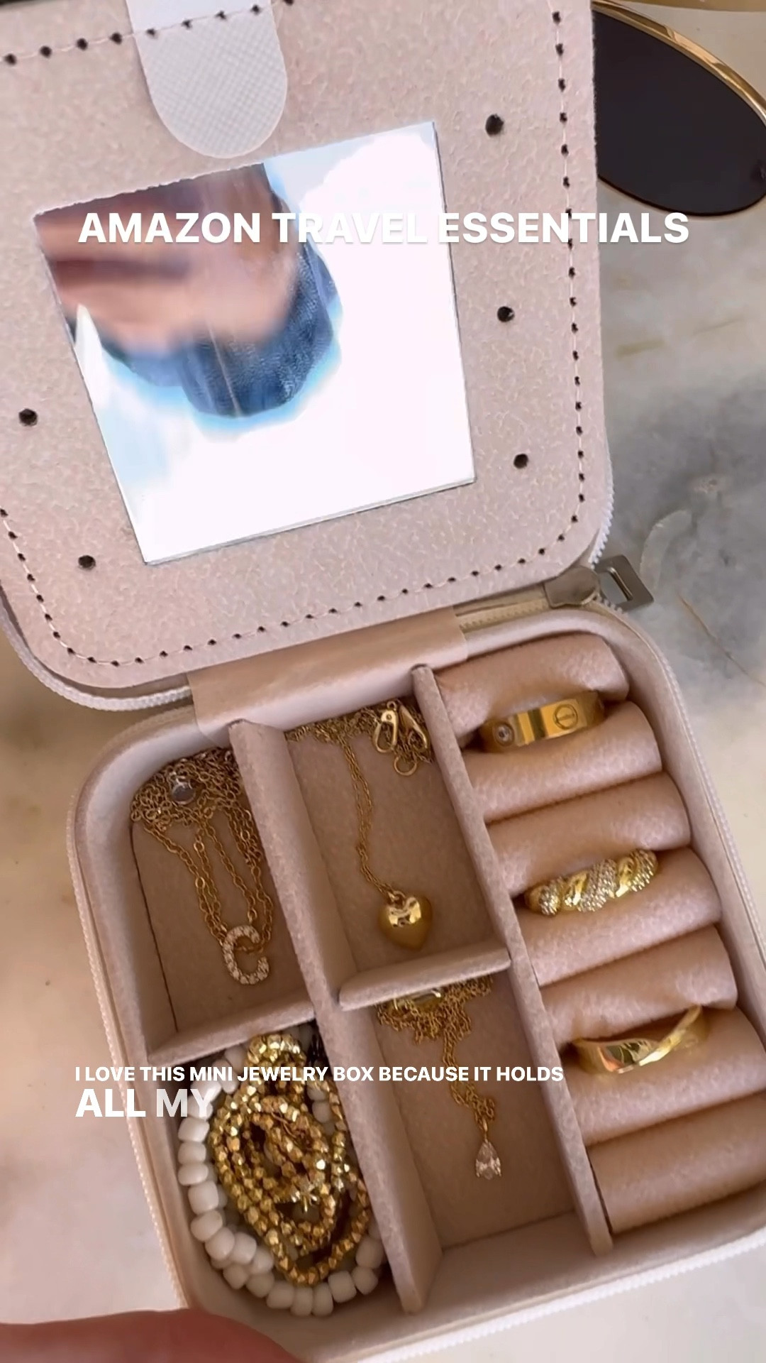 Amazon travel essentials 
Mini jewelry box to stay organized
Designer dupe retro sunglasses for summer and any beach vacation
Portable charger 

#LTKGiftGuide #LTKVideo #LTKtravel