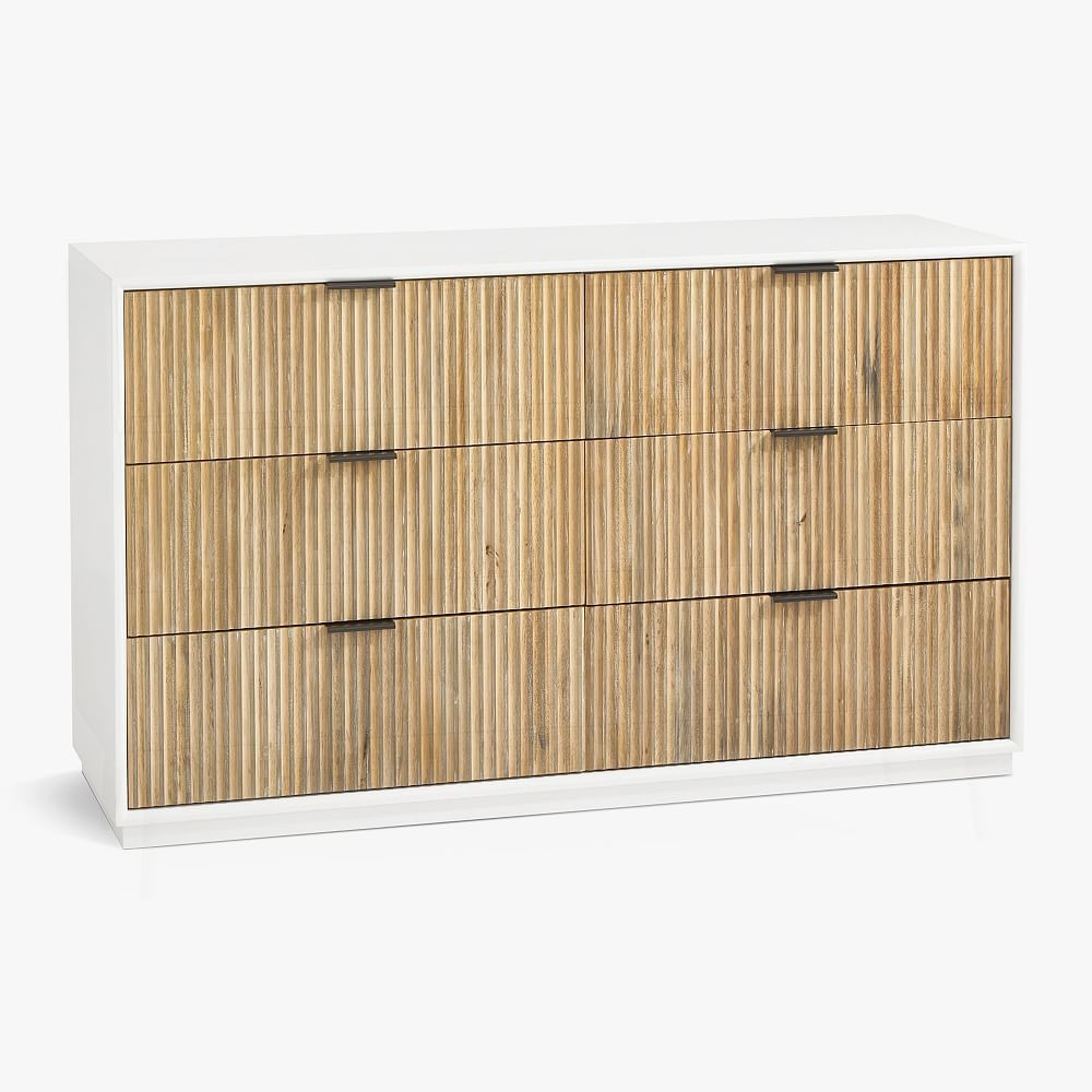 west elm x pbt Quinn 6-Drawer Wide Dresser, White & Cerused White | Pottery Barn Teen