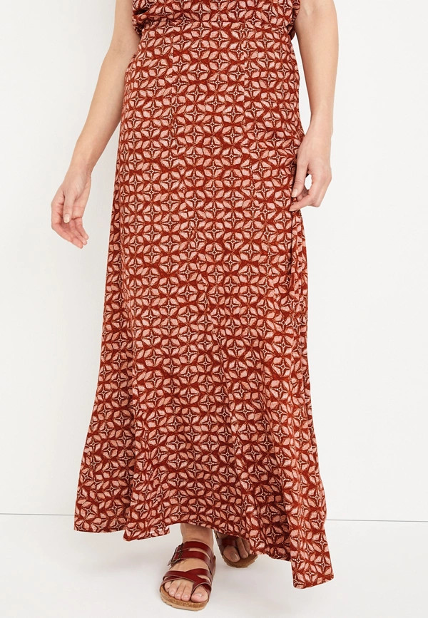 Geo Print High Rise Maxi Skirt | Maurices
