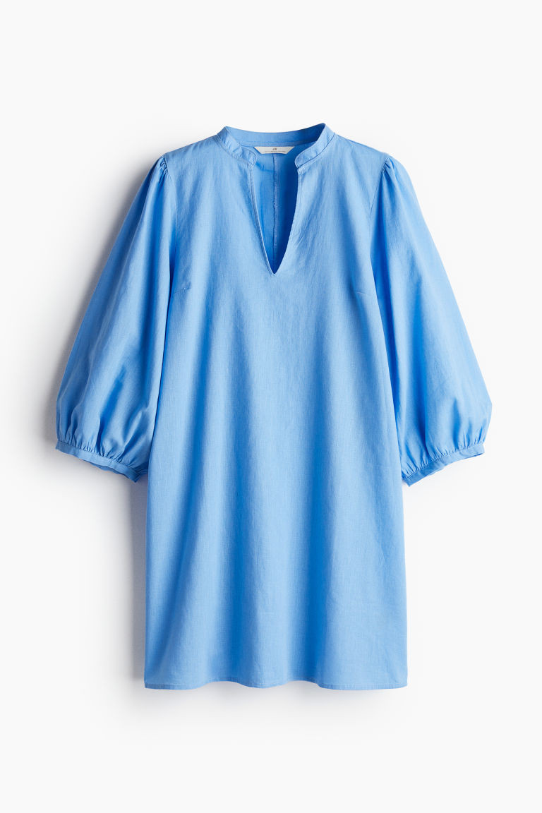 H & M - Linen-blend Dress - Blue | H&M (US + CA)