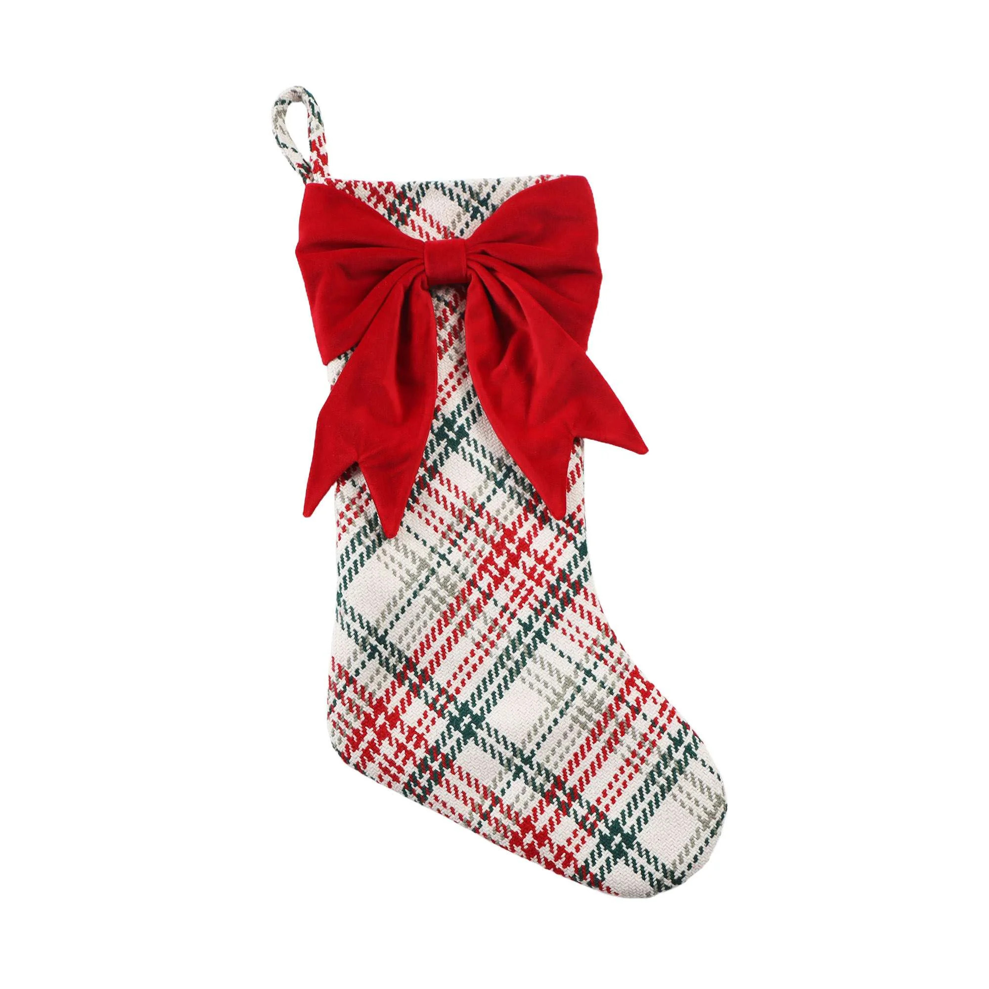 Holiday time Plaid Bow Stocking,21 inch,multi colour | Walmart (CA)