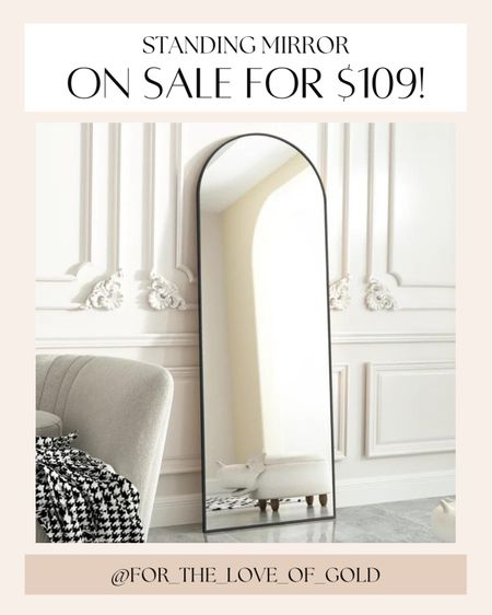 Leaning standing mirror in black or gold hardware. Can be hung or use the stand. On sale now!

Living room
Bedroom decor
Wall mirror
Arched 
Dupe
Home
OOTD

#LTKhome #LTKsalealert #LTKCyberweek