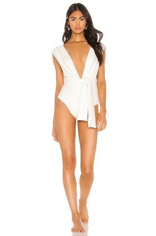 HAIGHT. Crepe V One Piece in Off White from Revolve.com | Revolve Clothing (Global)