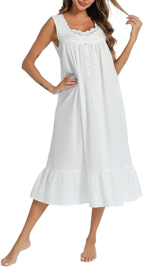 AVIIER 100% Cotton Nightgowns for Women Sleeveless Sleep Dress Ladies Gowns Sleepwear with Pocket... | Amazon (US)