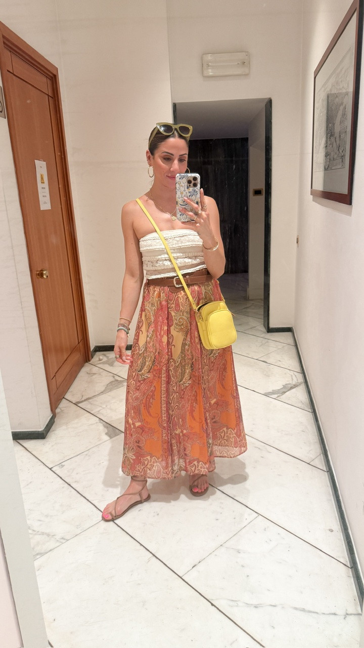 Italy Day 0 OOTD 🇮🇹 Naples day exploring in the cutest @Aerie  ruffle tube top + @Zara  maxi skirt combo 🌿

Naples Italy, Naples Italy outfit, Italy travel outfit, Europe summer outfit, European vacation outfit, casual travel outfit, sightseeing outfit, maxi skirt outfit, tube top outfit, Aerie outfit, Zara outfit, travel style