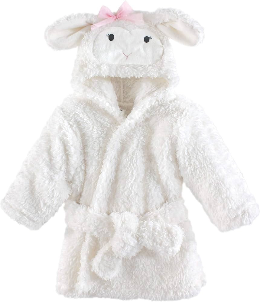 Hudson Baby Unisex Baby Plush Animal Face Bathrobe, Girl Lamb, 0-9 Months | Amazon (US)