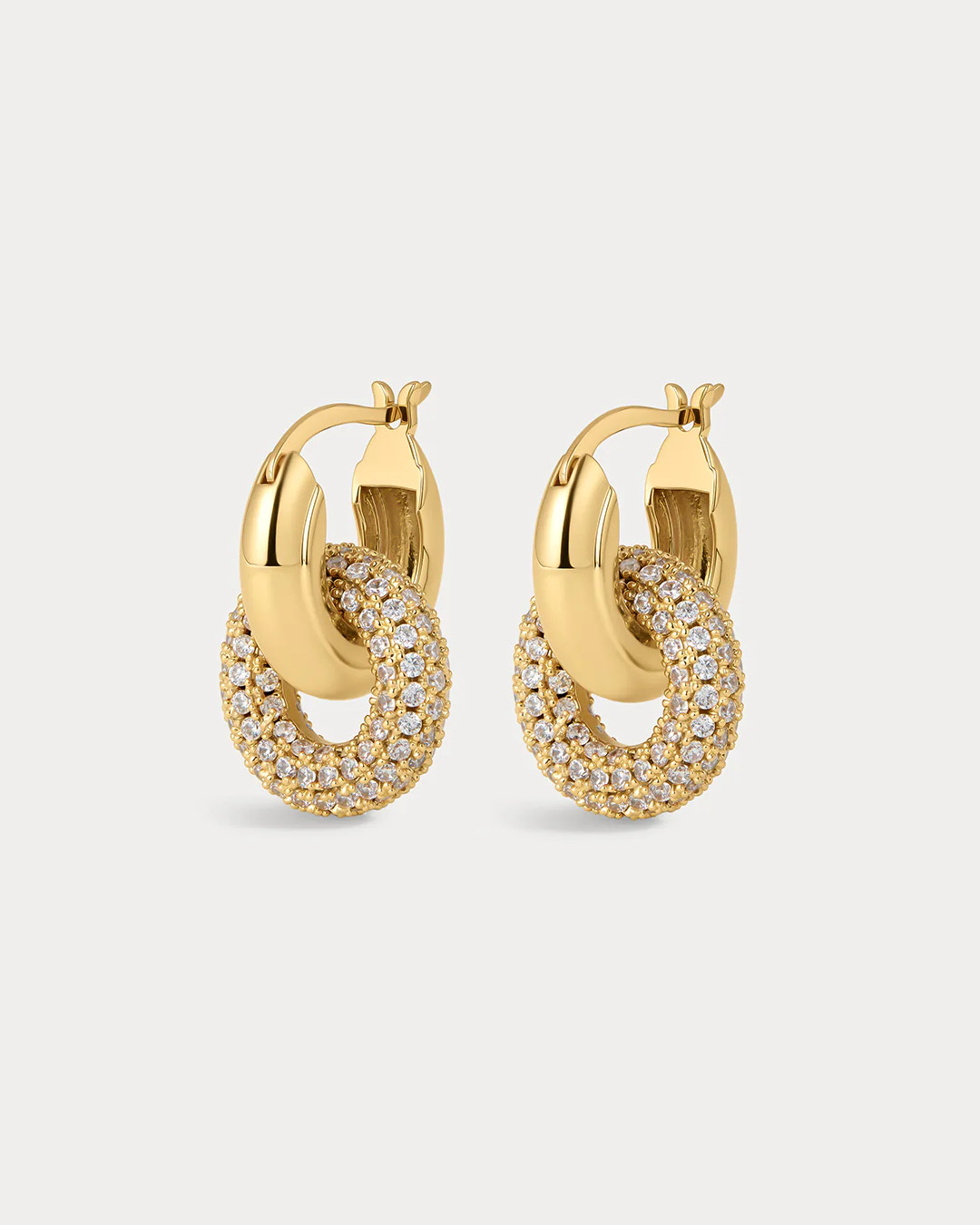 Pave Interlock Hoops- Gold | Luv Aj Inc.