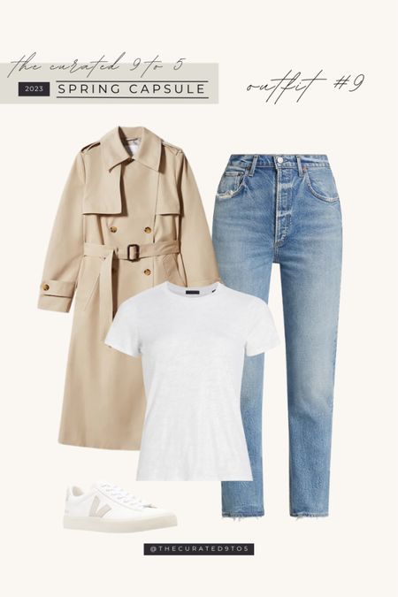 2023 spring capsule outfit
Trench coat - also love the sezane trench
Medium wash denim, straight leg, high or medium wasted
White tee, t-shirt
Veja sneakers, leather sneakers

#LTKSeasonal #LTKcurves #LTKstyletip