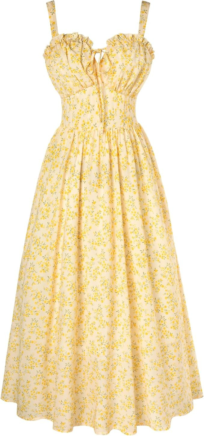 Scarlet Darkness Summer Dresses for Women 2025 Floral Corset Dress Long Milkmaid Dress | Amazon (US)