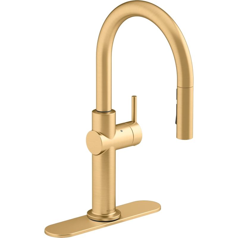 Kohler K-22974-WB Crue 1.5 GPM Single Hole Kitchen Faucet Vibrant Brushed Moderne Brass Faucet Kitch | Build.com, Inc.