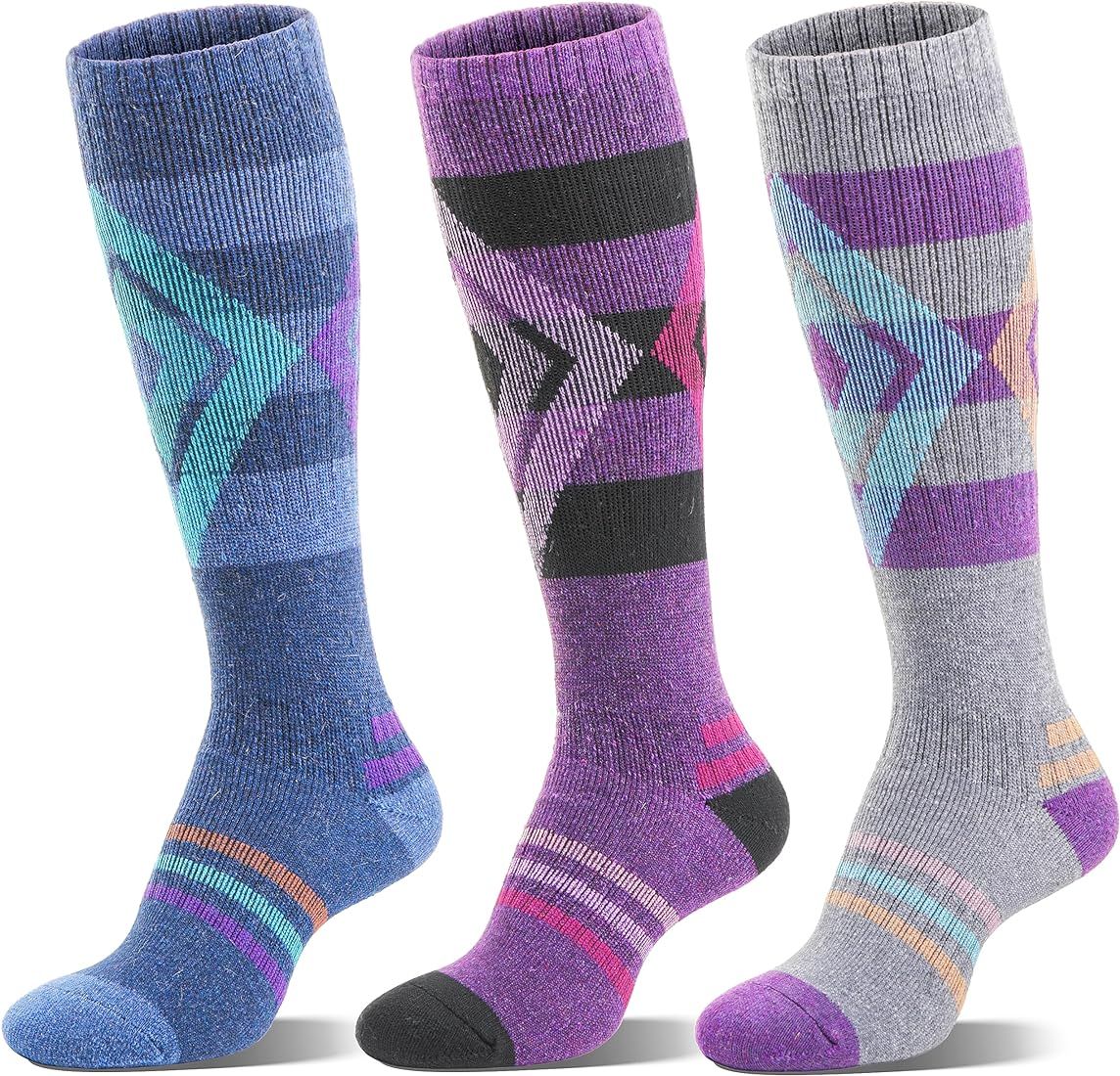 Welwoos 3 Pairs Merino Wool Ski Socks for Womens Mens Thermal Winter Warm Thick Knee High Socks f... | Amazon (US)