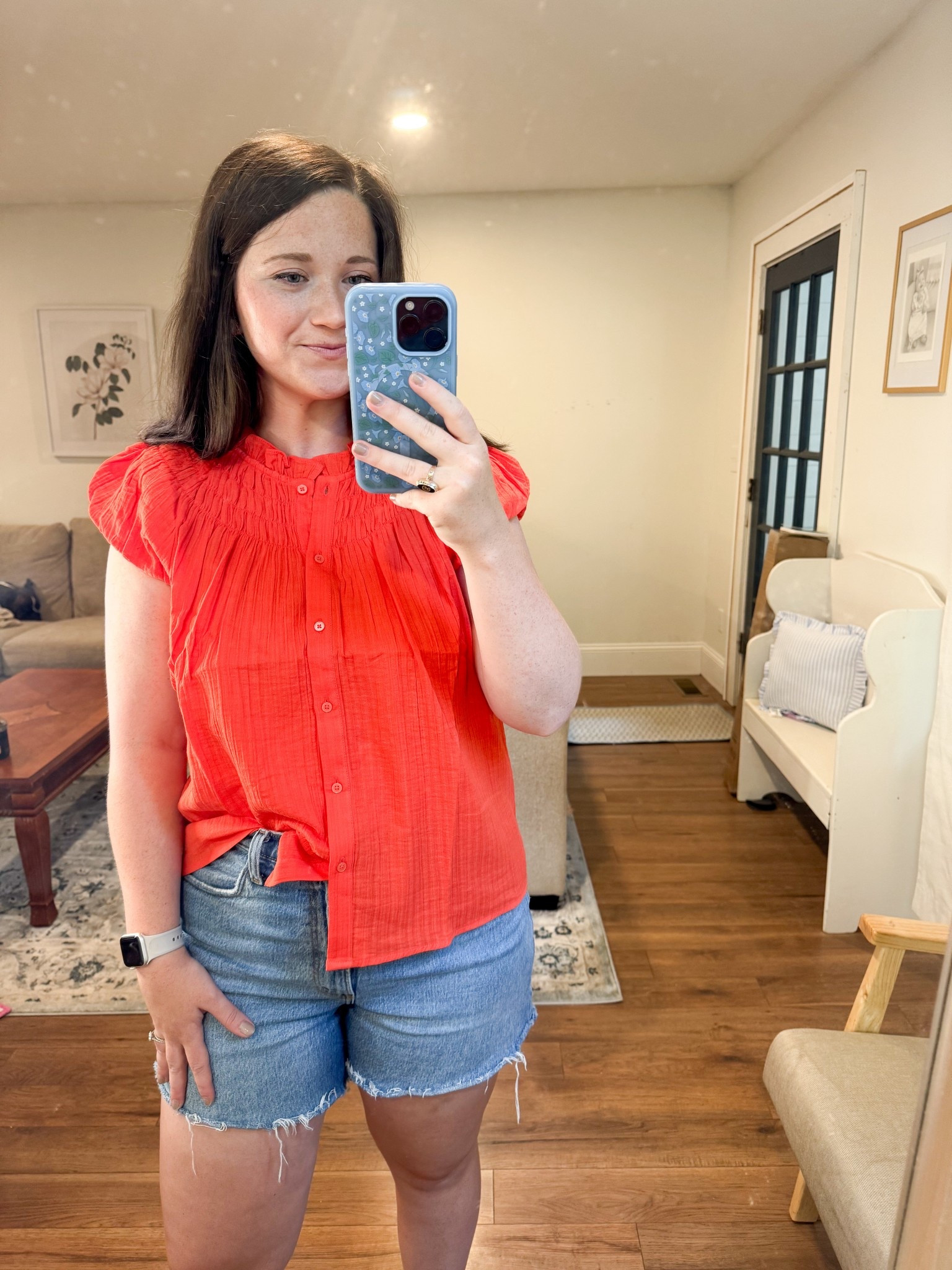 Orange blouse. Fall outfit. New from target 