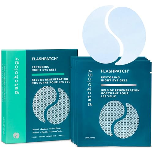 Patchology FlashPatch Restoring Night Eye Gel Patches with Retinol, Squalane & Peptides – Hydrogel Under Eye Masks for Fine Lines, Dark Circles & Puffiness – Overnight Eye Care (5 Pairs) | Amazon (US)