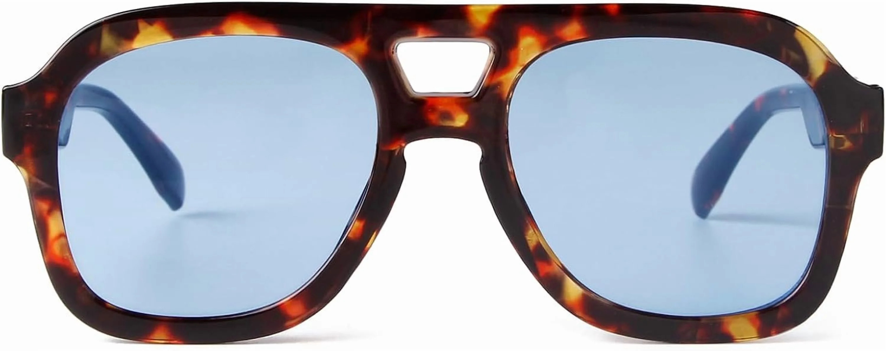 Retro Square Aviator Sunglasses for Women Men with Blue Orange Lens | Designer Stylish Tortoise Frame Sun Glasses Shades - Walmart.com | Walmart (US)