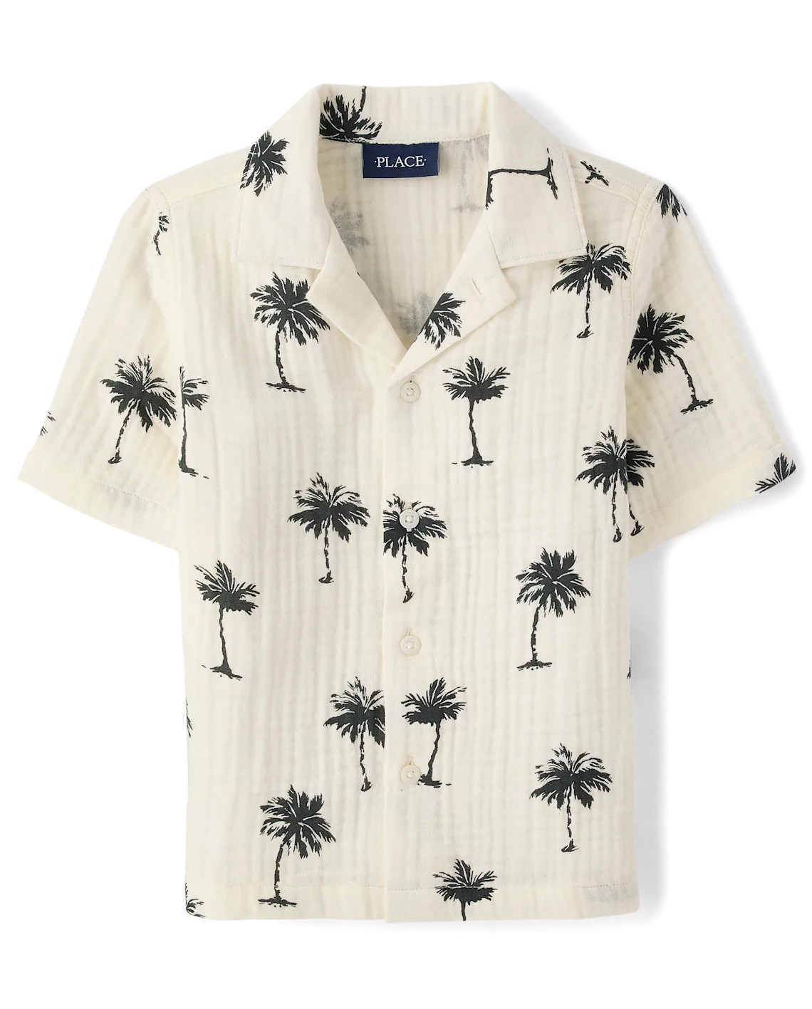 Boys Palm Tree Gauze Button Up Shirt - cream | The Children's Place